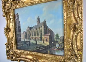Church by the Canal Venice Italy C. Hoffman Oil Painting European Cityscape