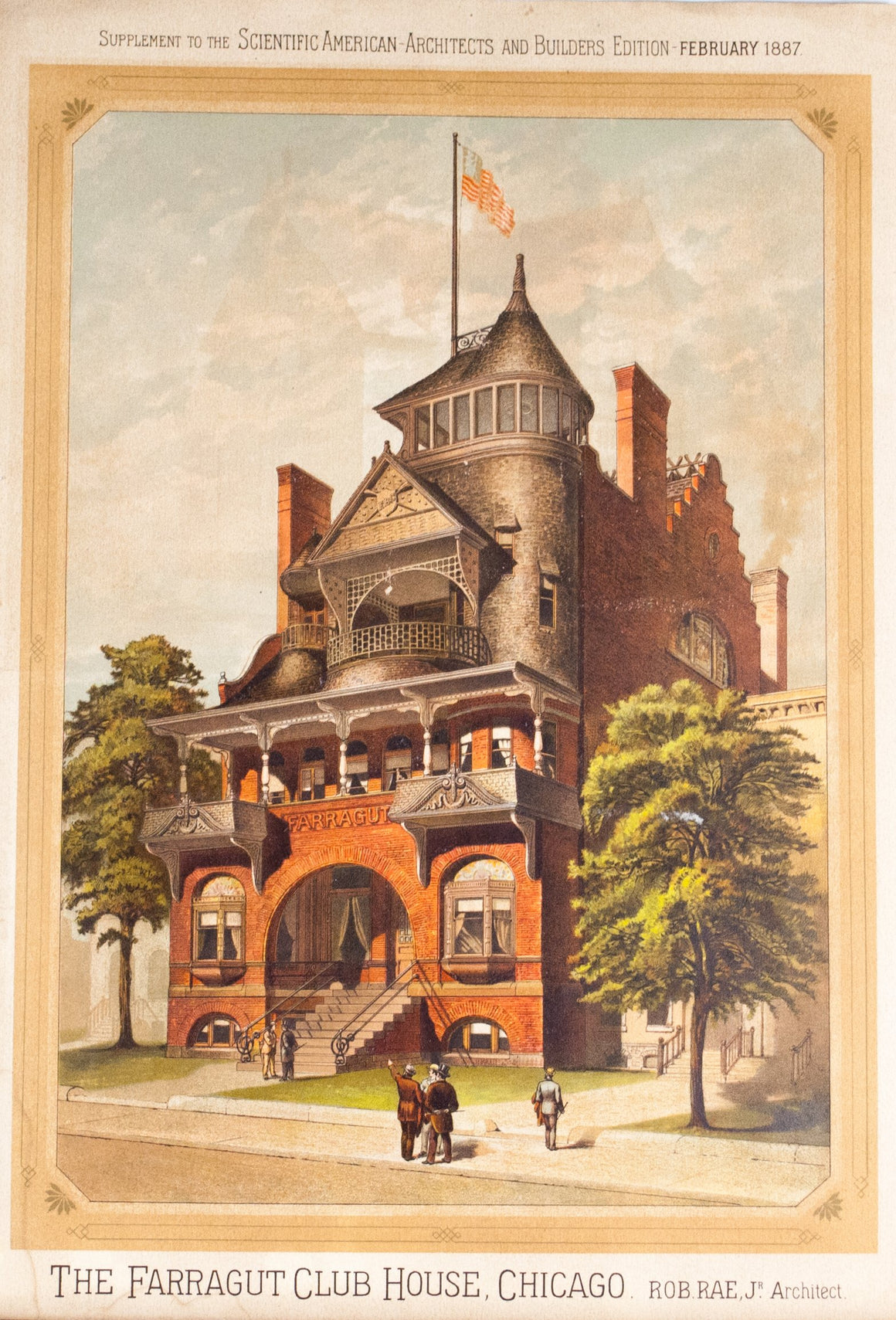 1887 The Farragut Club House Chicago - Scientific American 