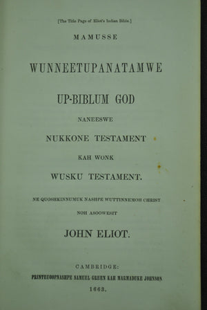 Genealogy of the John Eliot Family 1854 Apostle to the Indians Bible