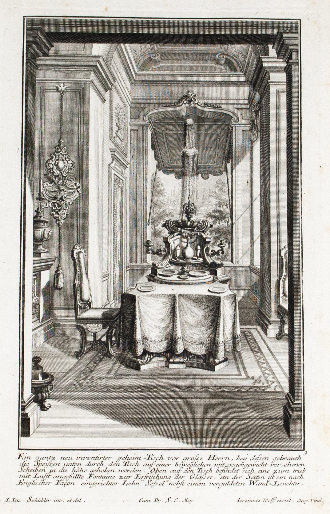 1735 Plate 3 - Secret Table - Schublers 