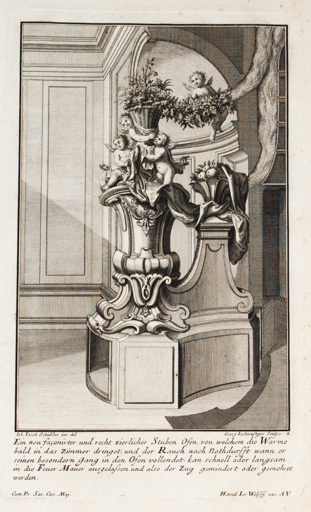 1735 Plate 2 - Cupid Fireplace - Schublers 