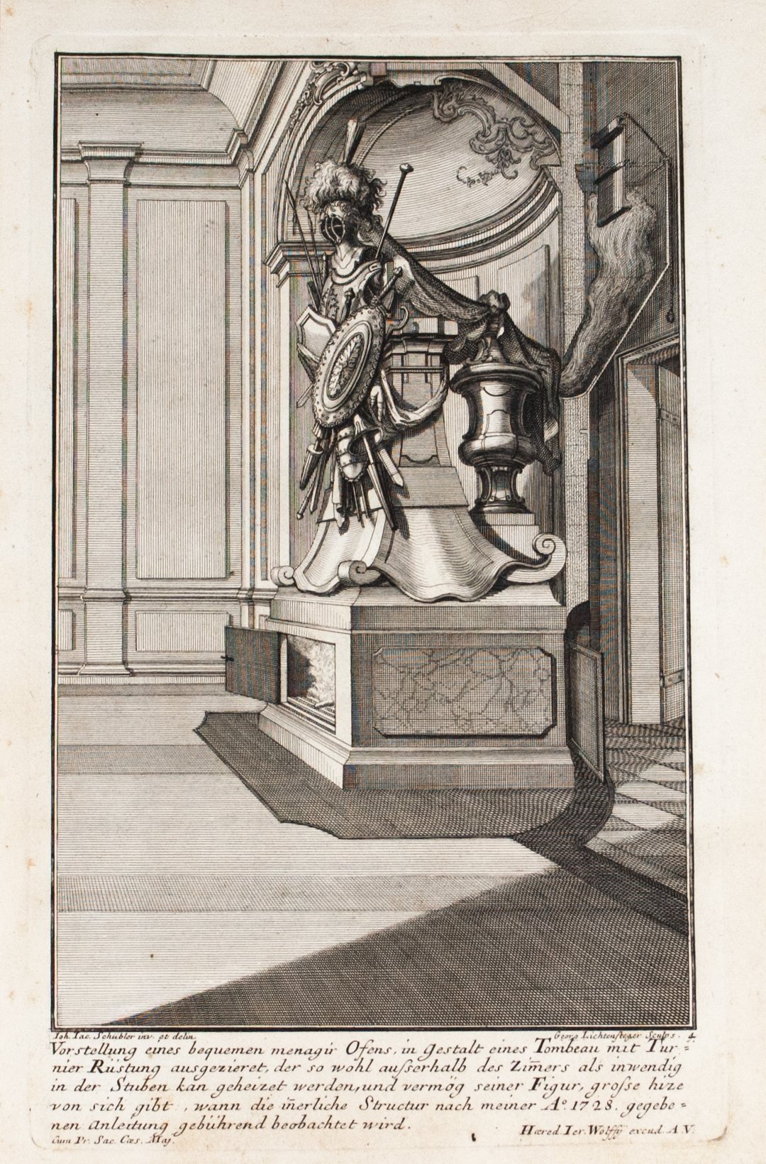 1735 Plate 4 - Knight Armor Fireplace - Schublers 