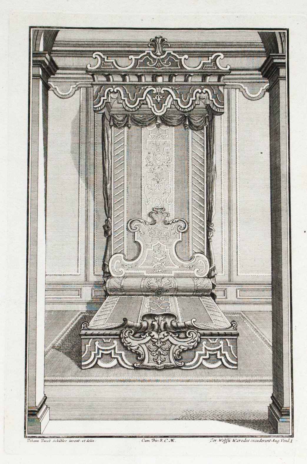 1735 Plate 1 - Ornate Bed - Schublers 