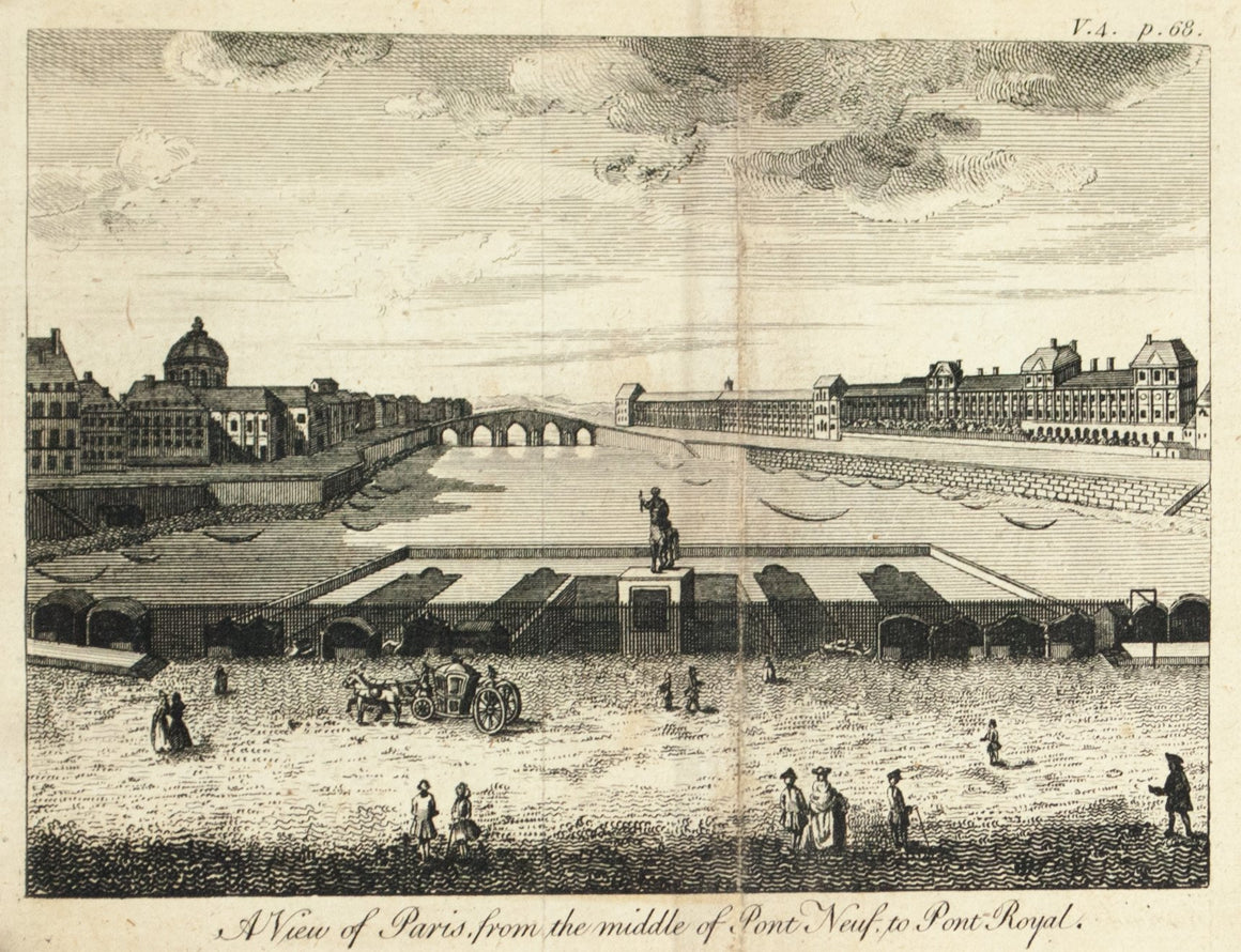 1774 A View of Paris from the middle of Pont Neuf to Pont Royal - Rigaud 
