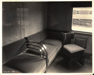 1938 Budd Train Art Deco Passenger Sitting Car Railroad Train Photo.