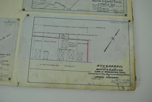 Boston & Albany Railroad Worchester Massachusetts Land Survey Drafting 1909-1910