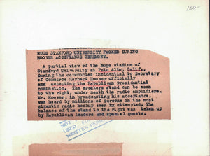 Stanford University Stadium Herbert Hoover Republican Nomination Accept Photo