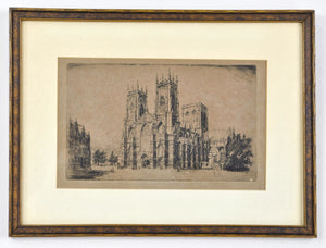 Vintage Cathedral European Building Architecture Print Framed 13x9in