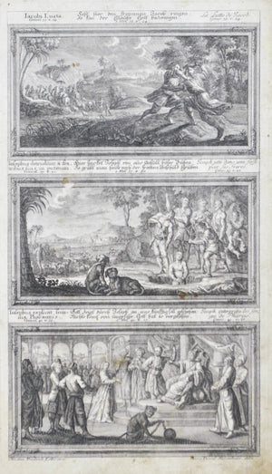 Antique Pair c. 18th Etchings of Theological Scenes Framed 15x22in