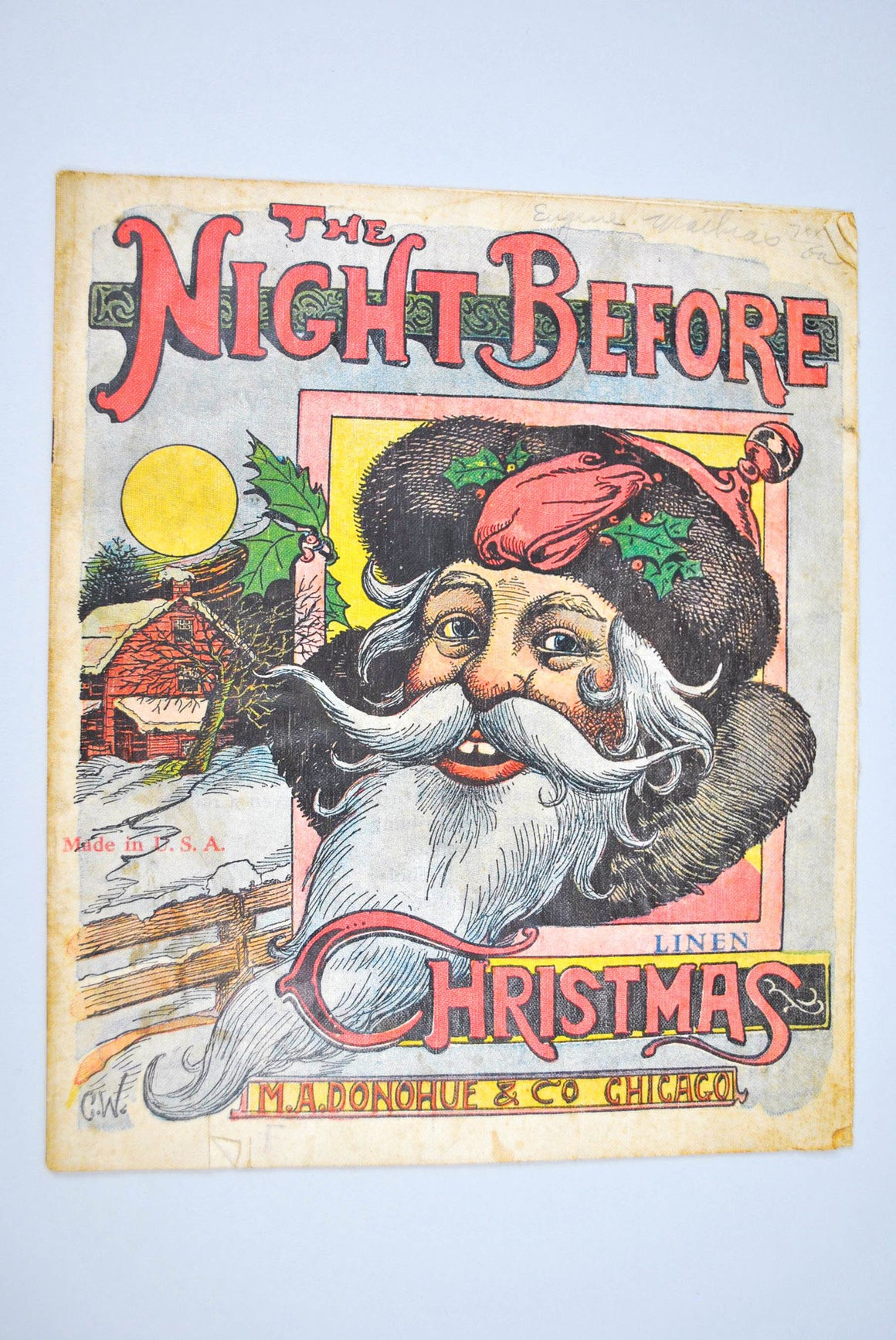 The Night Before Christmas c1890 Pinted into Linen