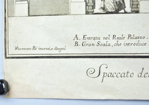 1700’s Architectural Elements Giuseppe Vasi Engraving Spaccato del Real Palazzo