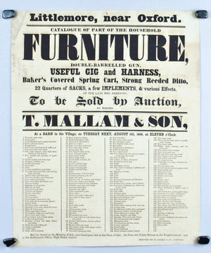 1856 Auction Broadside Useful Gig and Harness Littlemore Washington Oxford