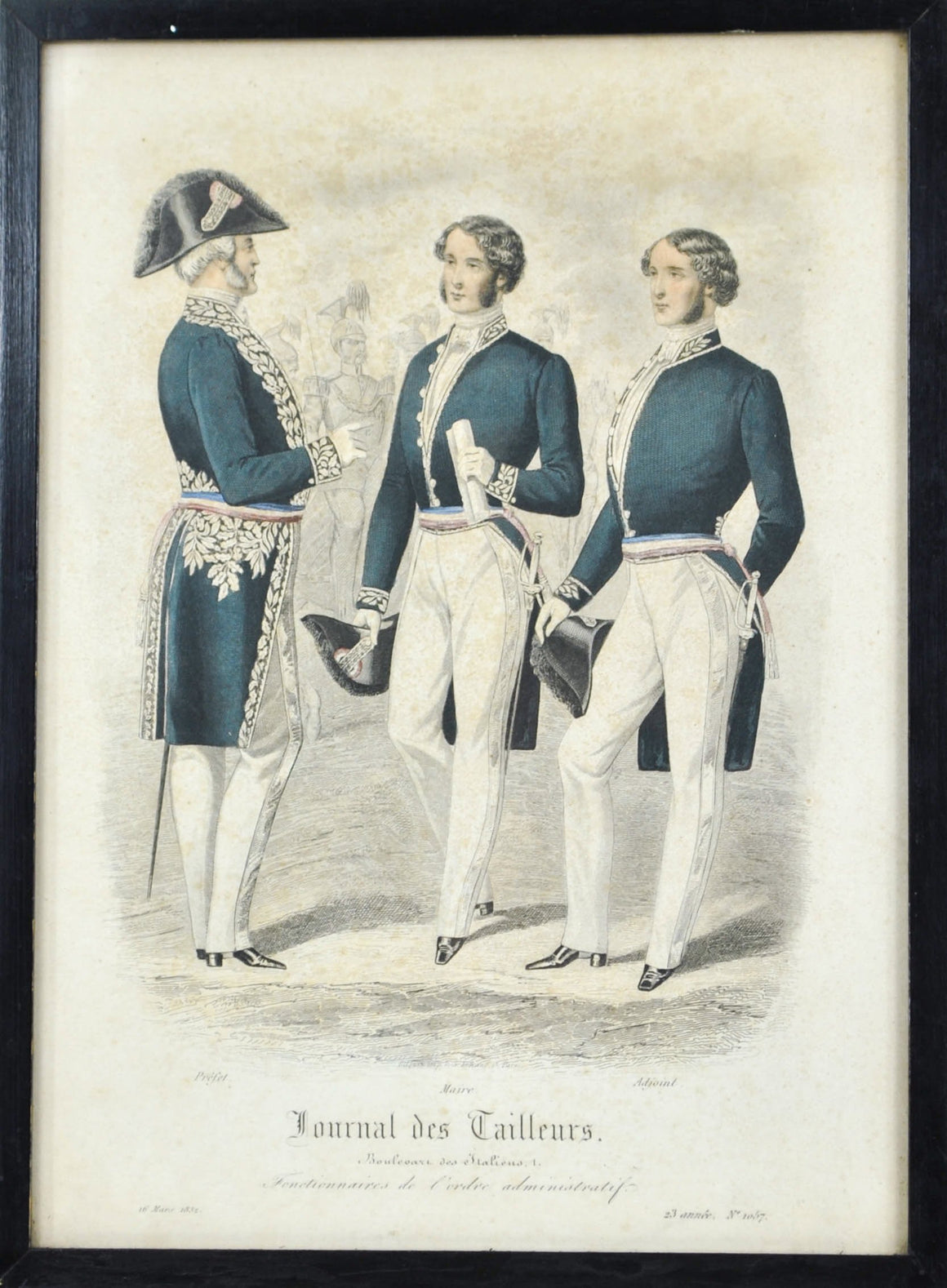 Journal des Tailleurs c.19th L'Elegant Fashion Print French Gentlemen Frame 9x12