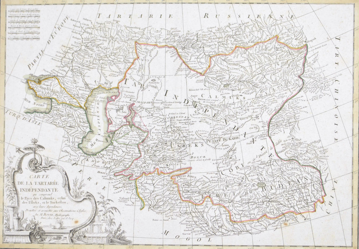 1778 Map of Central Asia - Bonne