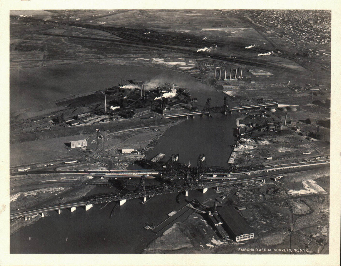 aerial Photo Jersey City New Jersey 1931 Hackinsack River Bridge Railroad