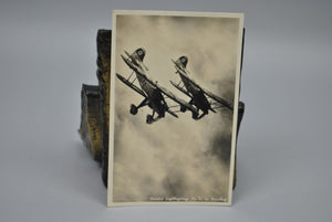 WWI Photo Postcard German Heinkel Jagdflugzeuge Biplane in Swoop