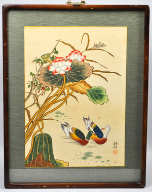 Two Swimming Ducks - Japanese Woodblock Print