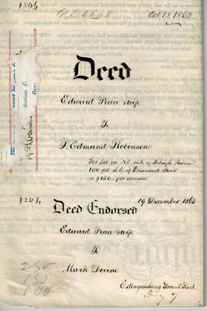Deed Edward Peace Mark Devine Edmund Robinson Railroad Philadelphia Lehigh 1832