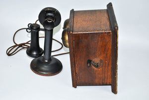 Western Electric Candlestick Telephone & Ringer Box Early 1900s