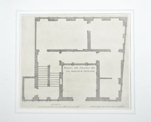 Pianta Del Palazzo Rome Architecture Building Plan Engraved Print c.1780 Matted