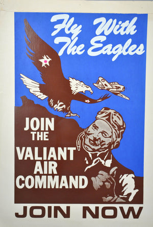 Vtg Fly with the Eagles Valiant Air Command Recruitment Poster Military Aviation