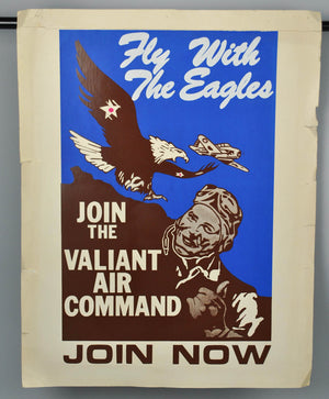 Vtg Fly with the Eagles Valiant Air Command Recruitment Poster Military Aviation