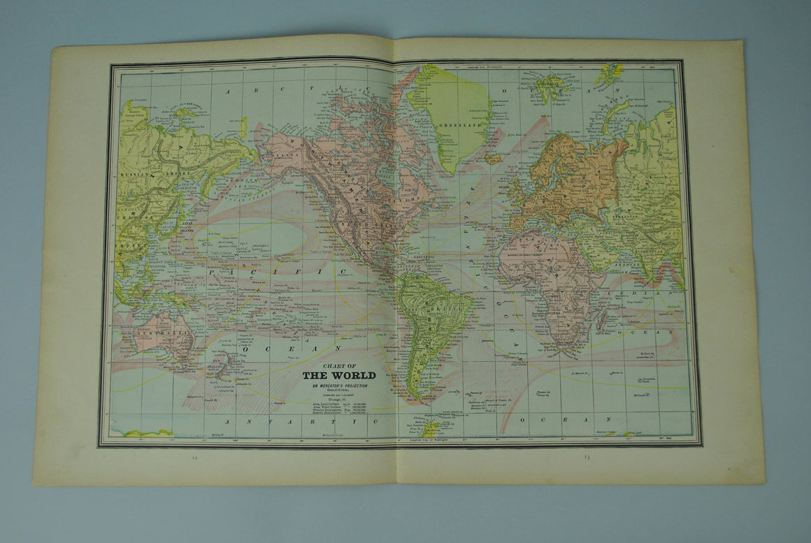 1887 Chart of the World - Cram