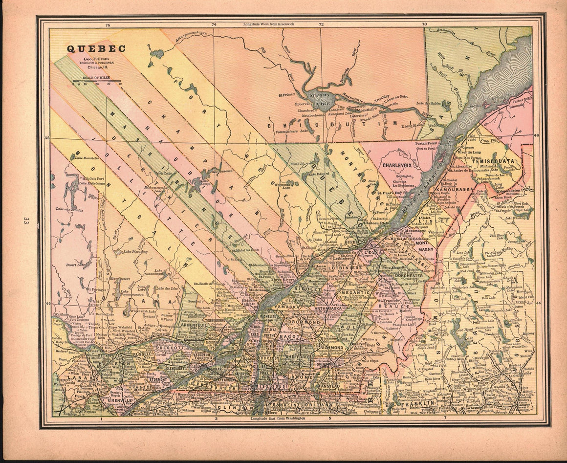 1887 Ontario Quebec Canada - Cram