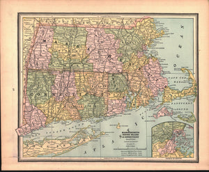 1887 New Hampshire Vermont - Cram