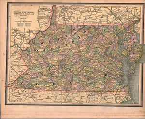 1887 Pennsylvania Virginia Maryland Delaware - Cram
