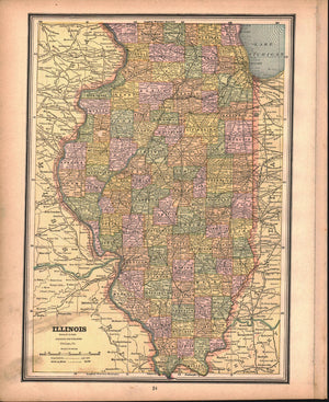 1887 Michigan Wisconsin Illinois Indiana - Cram