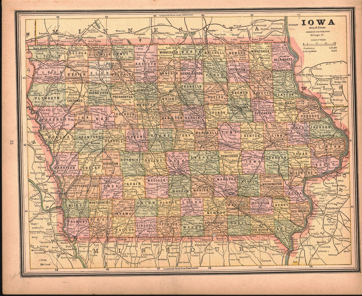 1887 Missouri Iowa - Cram
