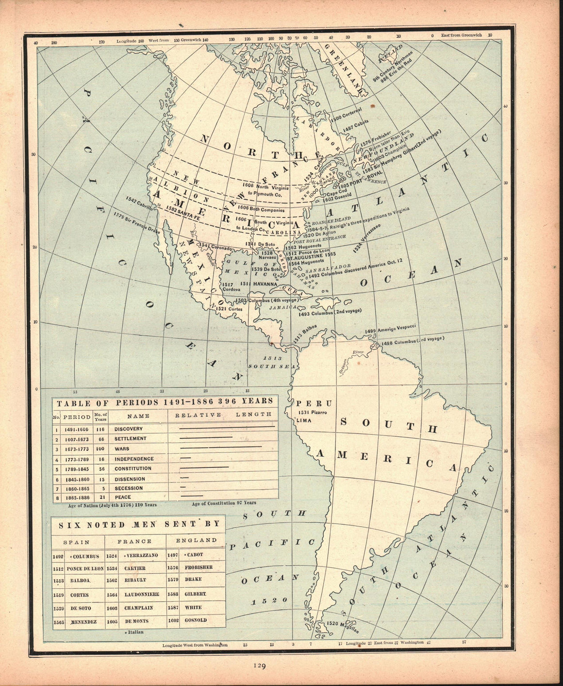 1887 Period of Discovery of the Americas - Cram