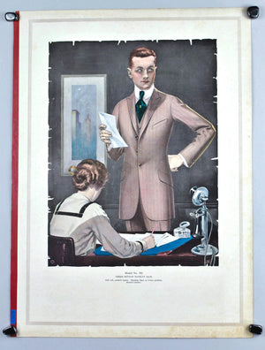 WWI Era Edward Rose Men's Taylor Fashion Lithograph Plate Print No.702 1917-1918