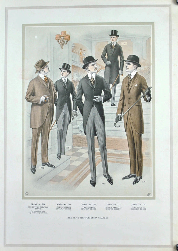 WWI Era Edward Rose Men's Taylor Fashion Lithograph Plate Print Rich M ...
