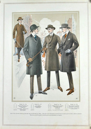 WWI Edward Rose Men's Taylor Fashion Plate Print Overcoat Collection B