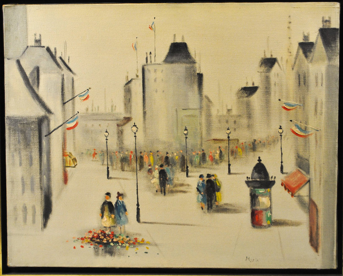 Morin - Boulevard in Paris - Signed Oil Painting - c 1950