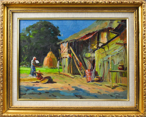 Pali - Waterside Village - Oil Painting - 1970