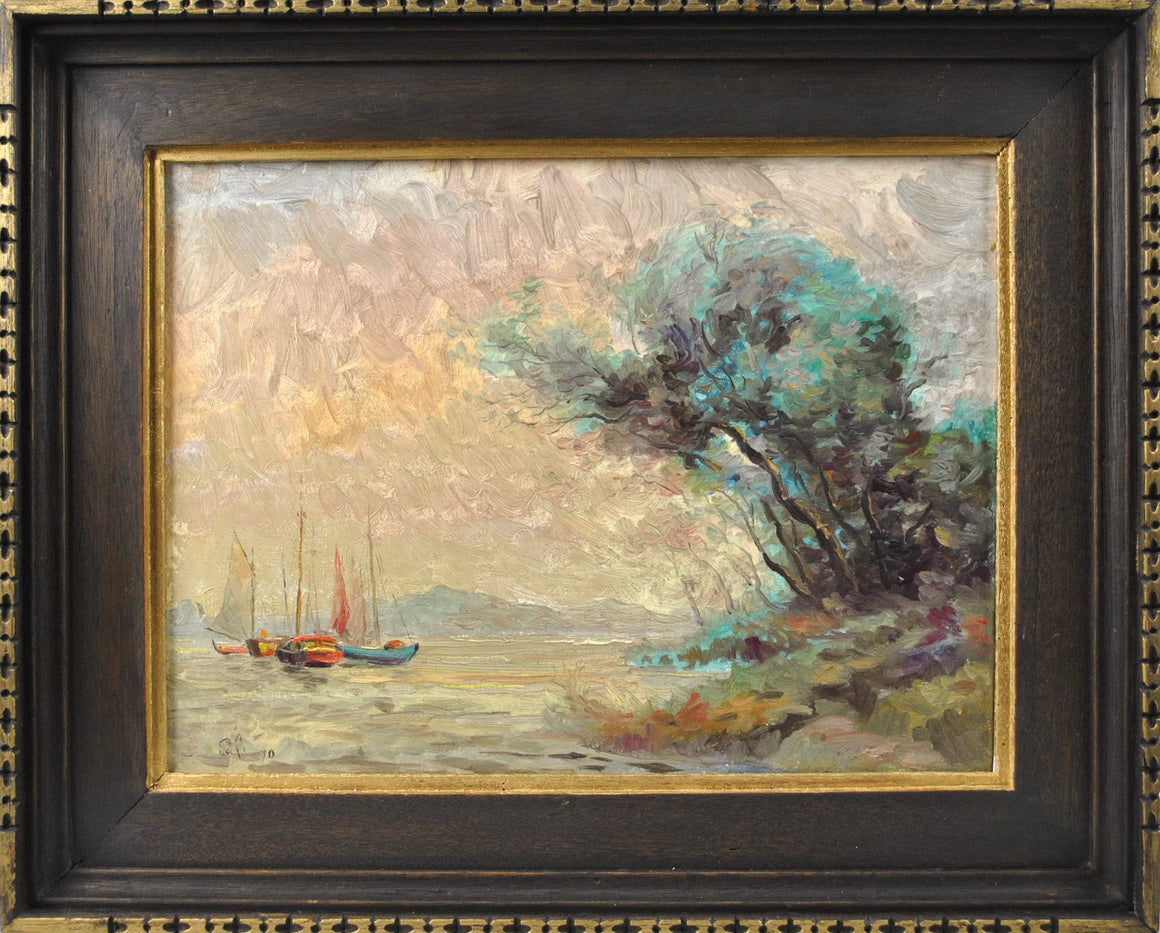 Pali - Fishing Boats - Oil Painting - 1970