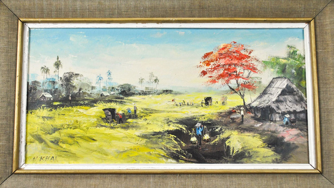 H. Khai - East Asian Village - Oil on Canvas