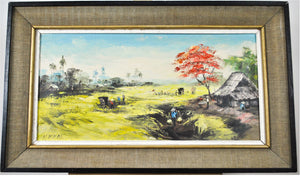 H. Khai - East Asian Village - Oil on Canvas