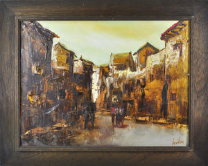 20th Century European Impressionist Cityscape by Jorge Aguilar Agon Signed
