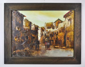 20th Century European Impressionist Cityscape by Jorge Aguilar Agon Signed