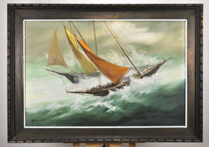 W T Hammilton - Two Sailing Ships - Oil Painting