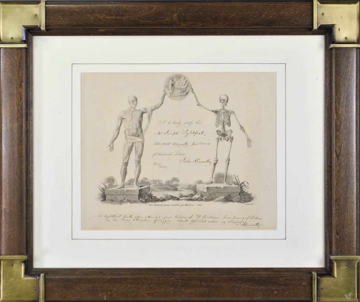 Human Anatomy Certificate Signed John Abernethy 1807 Joseph Lightfoot