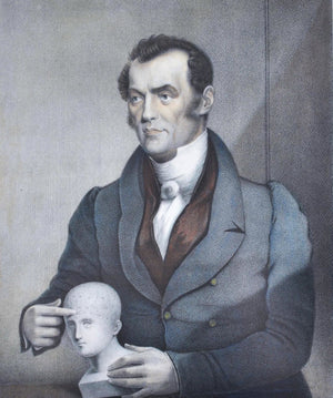 Johann Spurzheim 19th c. Engraved Medical Doctor Print Phrenology Science Boston
