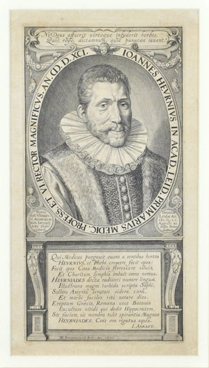 Johannes Heurnius 17th c. Antique Dutch Physician Doctor Print by Swanenburgh