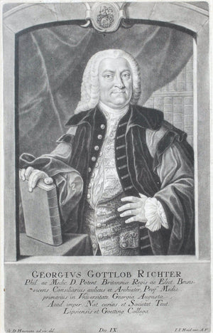 Georg Gottlob Richter 18th c. German Medical Doctor Portrait Print G. D. Heumann