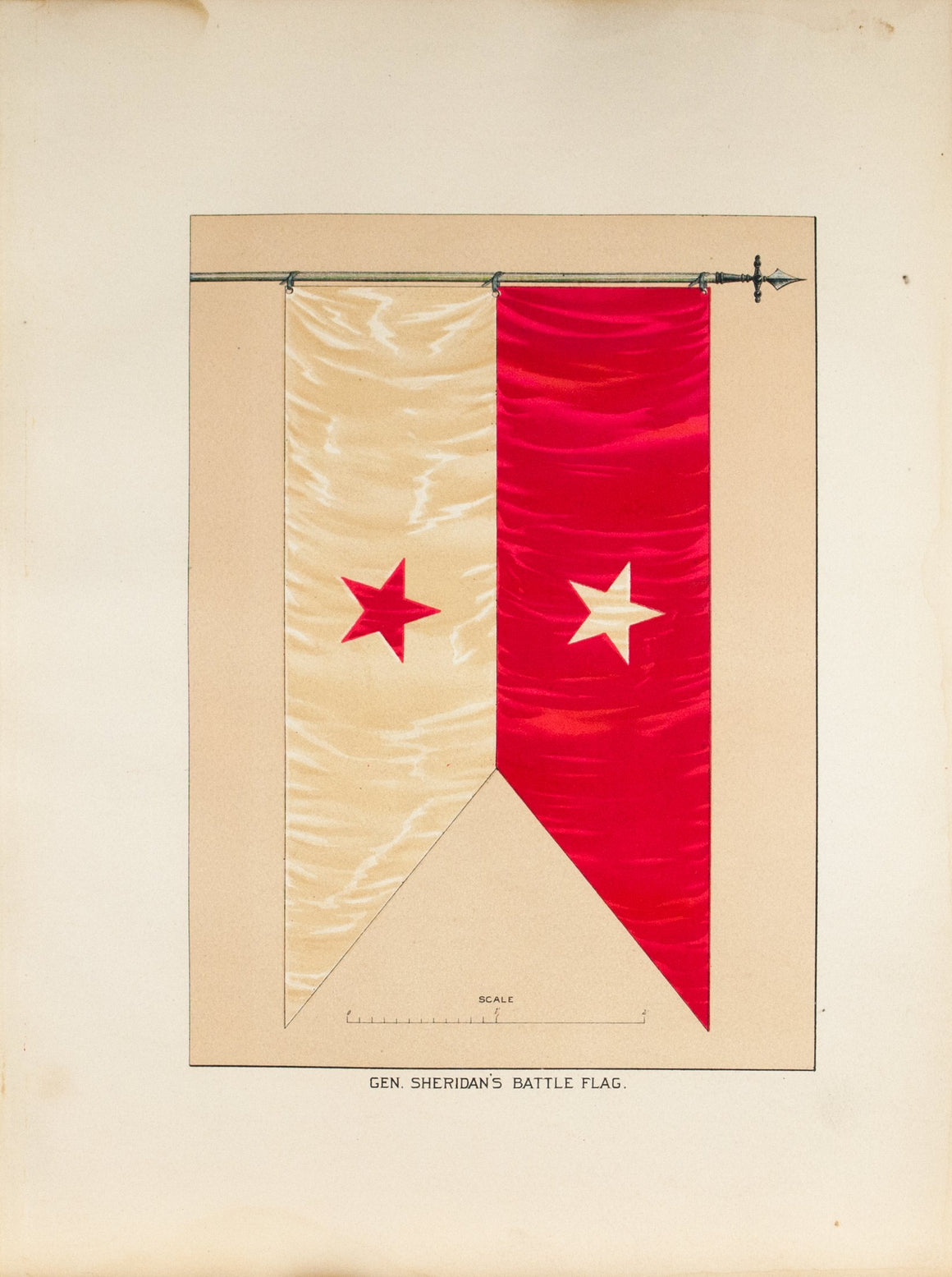 General Sheridan's Battle Flag Antique Civil War Union Army Flag Print 1887
