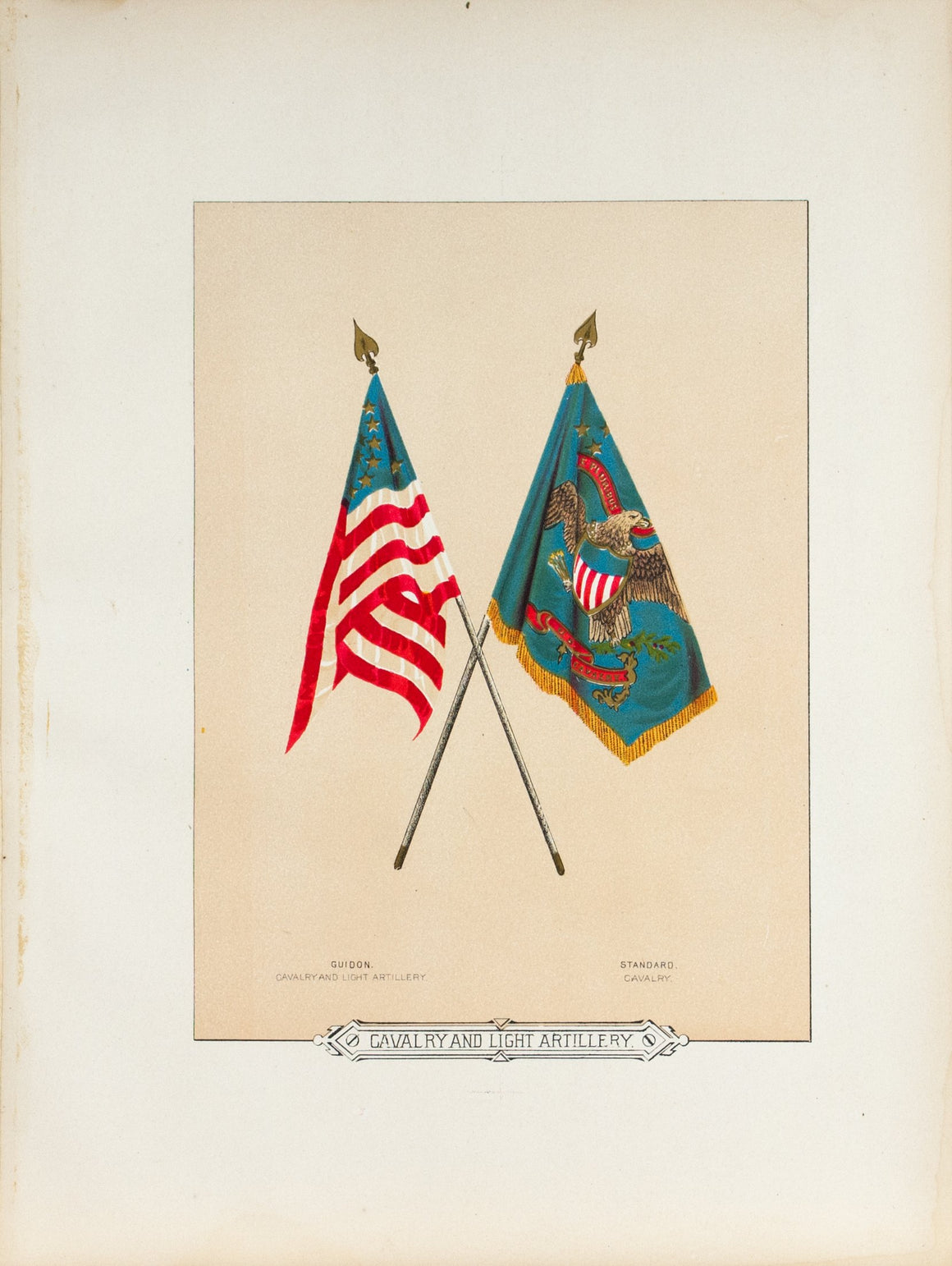 Cavalry & Light Artillery Antique Civil War Union Army Flag Print 1887